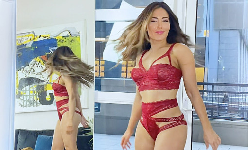 2021 Valentines Day gift guide featuring lingerie and gifts for men. Bianca Jade is wearing a lace lingerie set from Adore Me.